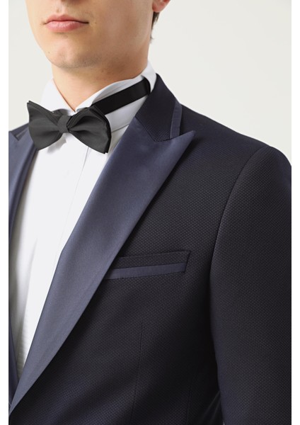 Ds Damat Slim Fit Lacivert Armürlü Damatlık & Smokin Takim Elbise fırsatları