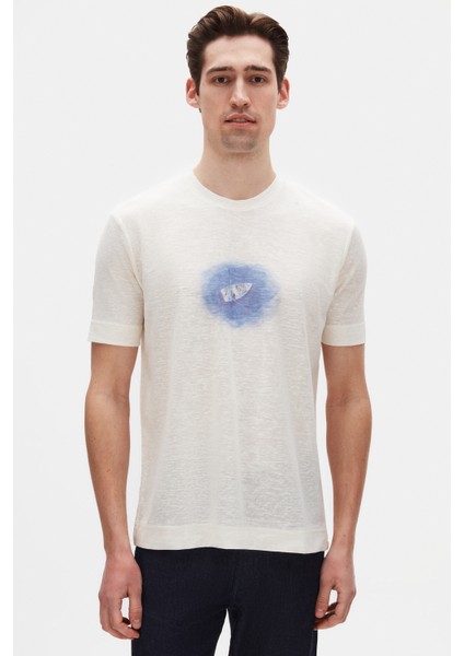 Ds Damat Regular Fit Ekru Pike Dokulu T-Shirt