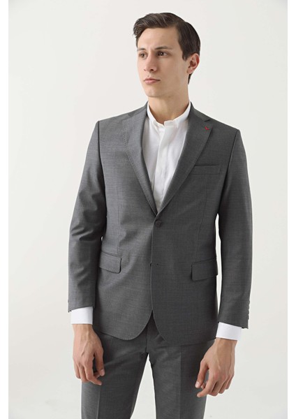 Ds Damat Comfort Fit Gri Düz Travel Takim Elbise