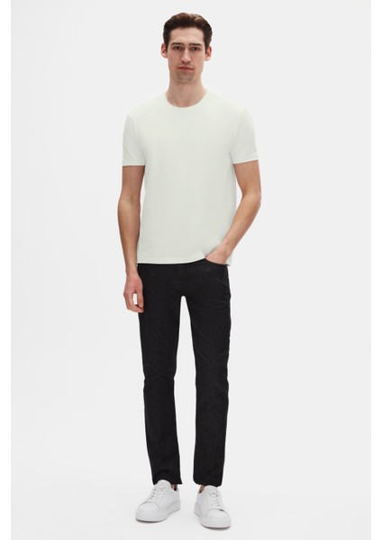 Slim Fit Ekru Düz Kabartma Baskılı T-Shirt fırsatları
