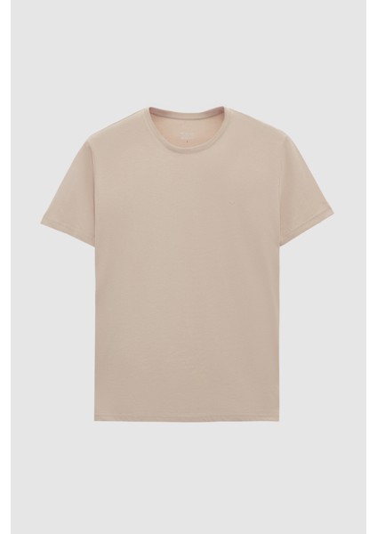 Ds Damat Regular Fit Bej Düz Nakışlı %100 Pamuk T-Shirt indirimleri