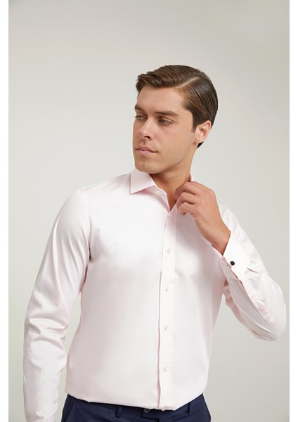 Ds Damat Slim Fit Pembe Düz Nano Care Gömlek fiyatları