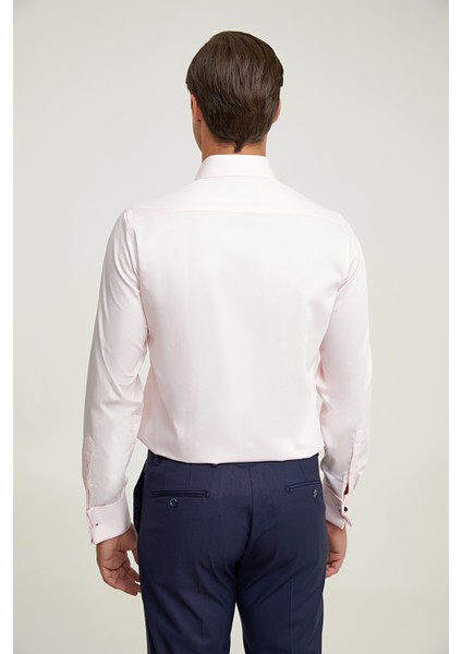 Ds Damat Slim Fit Pembe Düz Nano Care Gömlek modelleri