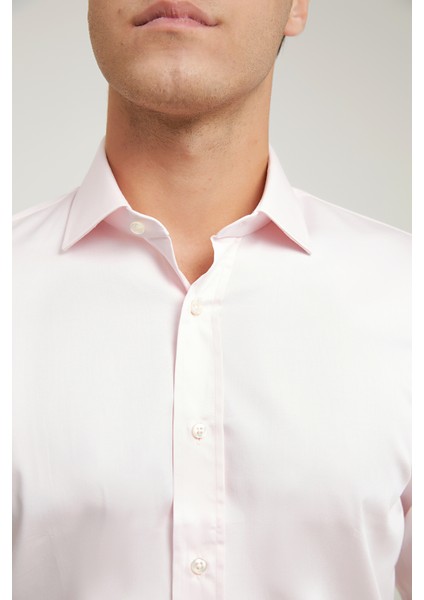 Ds Damat Slim Fit Pembe Düz Nano Care Gömlek fırsatları