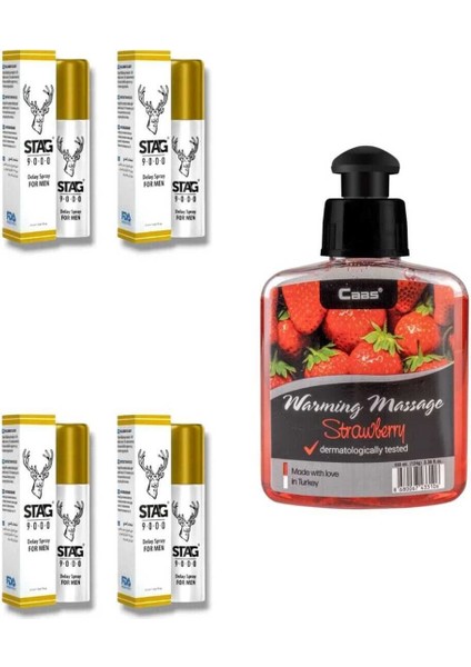 Erkeklere Özel Sprey 4 Adet + Çilekli Cinsel Masaj Yağı 100 ml & Sürpriz Hediyeli