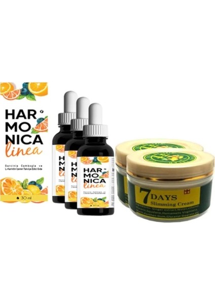 Harmonica Linea 30ML Damla 3 Ad + 7days Slimming Cream Ginger Miracle 100ML Vücut Bakım Kremi 2 Ad