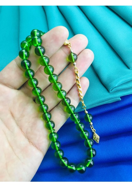 Zar Kehribar Tesbih Açık Zümrüt Yeşili | 8 mm Küre Kesim | Protokol Boy fiyatları