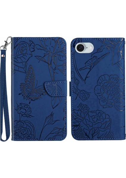 Bilek Kayışı ile IPhone 16E Için Flip Case Pu Deri Kapak Çevirin Anti-Damla (Yurt Dışından)