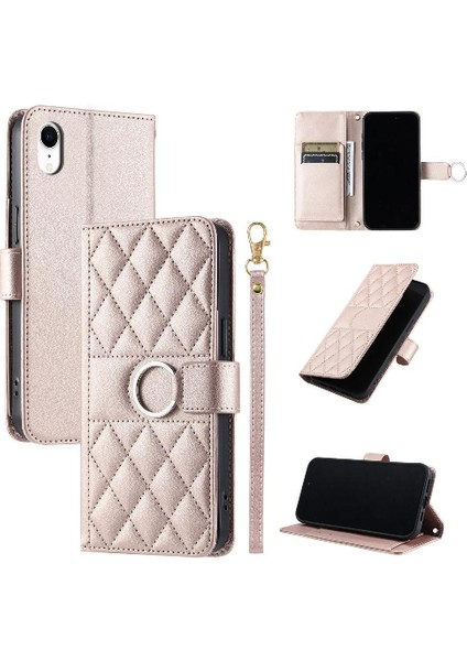 IPhone Xr Bilek Kayışı Kart Yuvaları Tutucu Pu Deri Manyetik Için Flip Case (Yurt Dışından)
