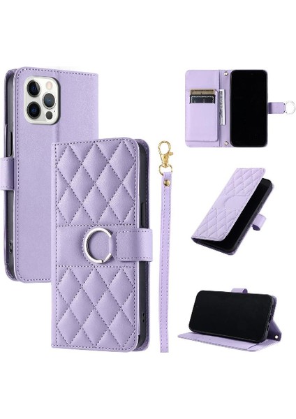 IPhone 12 Pro Max Pu Deri Koruyucu Bilek Kayışı Manyetik Için Flip Case (Yurt Dışından)