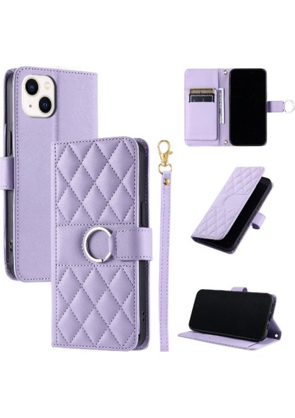 IPhone 13 Için Flip Case Mini Kart Yuvaları Tutucu Bilek Kayışı Manyetik Pu (Yurt Dışından)