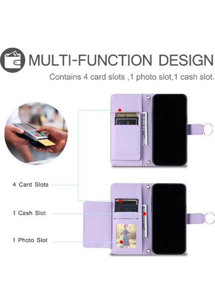 IPhone 13 Için Flip Case Mini Kart Yuvaları Tutucu Bilek Kayışı Manyetik Pu (Yurt Dışından) fırsatları