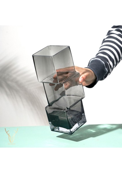 Cubos Gri Cam Vazo - 27 cm fırsatları