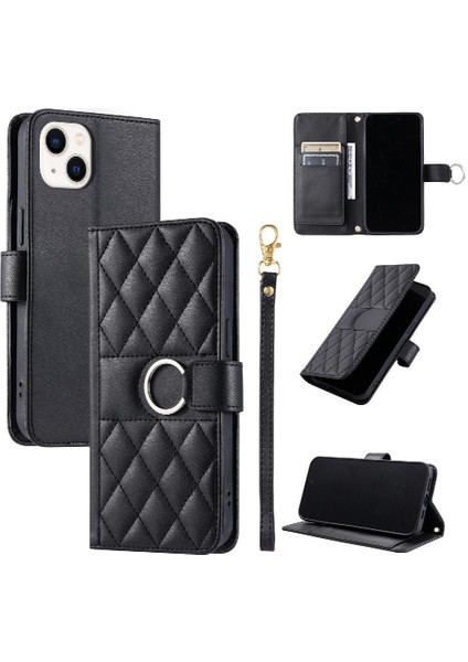 IPhone 14 Pu Deri Koruyucu Manyetik Bilek Kayışı Kartı Için Flip Case (Yurt Dışından)