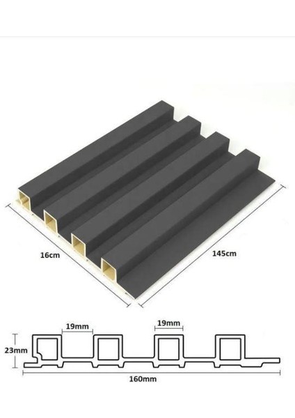 Atc Antrasit Gri Prefabrik Ofis Konut Dekoratif Pvc Kaplama Lambiri 16CMX145CM fiyatları