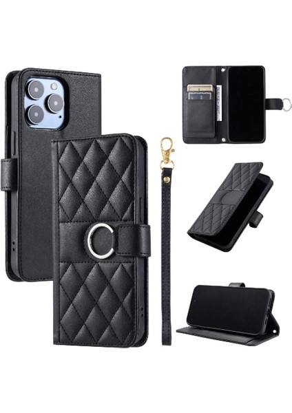 IPhone 14 Pro Bilek Kayışı Koruyucu Kart Yuvaları Tutucu Pu Için Flip Case (Yurt Dışından)
