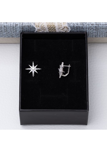 Kuzey Kutup Yıldızı Model-2 925 Ayar Gümüş Zirkon Taşlı Kadın Küpe fırsatları