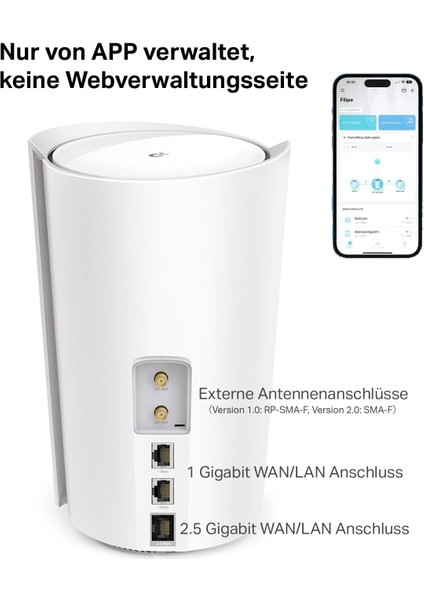 Deco X50-5G Lte Wlan Yönlendirici, 5g Yönlendirici Sım Kartı, 2,5 Gbit/sn Bağlantı Noktası + 2 x Gigabit Bağlantı Noktası, Wi-Fi 6 AX3000, Harici Anten ve Deco Mesh , Sadece Uygulama fırsatları