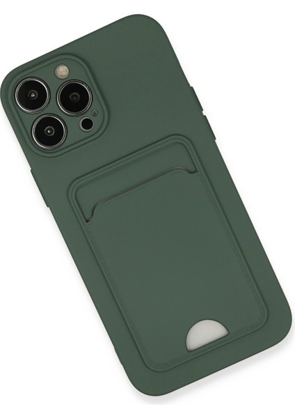 Newface iPhone 13 Pro Max Kılıf Kelvin Kartvizitli Silikon - Koyu Yeşil