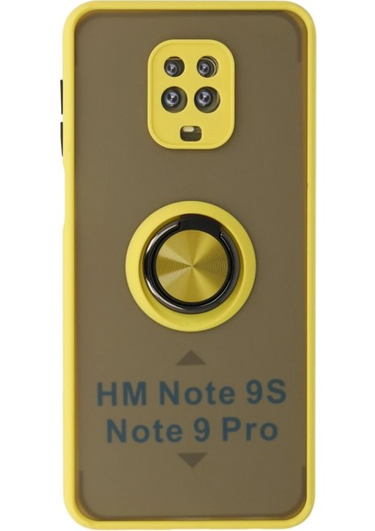 Newface Xiaomi Redmi Note 9 Pro Kılıf Montreal Yüzüklü Silikon Kapak - Sarı