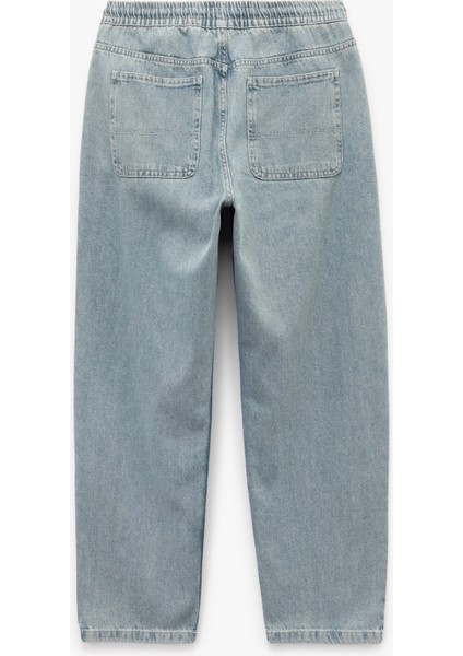 Beli Bağcıklı Cep Detaylı Pamuklu Rahat Kesim Jogger Denim Pantolon indirimleri