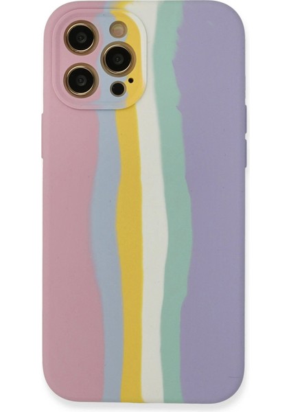 Newface iPhone 12 Pro Max Kılıf Ebruli Lansman Silikon - Pembe-Lila