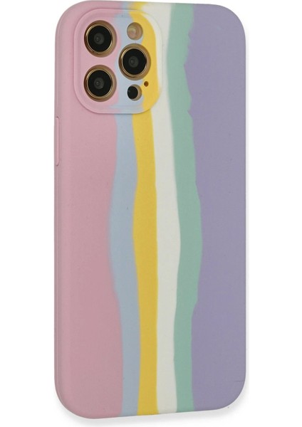 Newface iPhone 12 Pro Max Kılıf Ebruli Lansman Silikon - Pembe-Lila