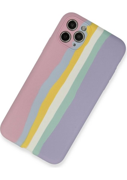 Newface iPhone 11 Pro Kılıf Ebruli Lansman Silikon - Pembe-Lila
