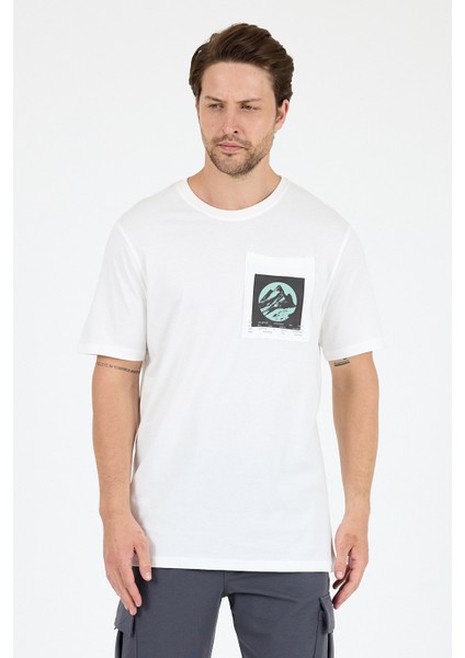 Erkek %100 Pamuk Cep Detaylı Baskılı Tişört – Bisiklet Yaka, Yazlık Model Erkek T-Shirt 0105