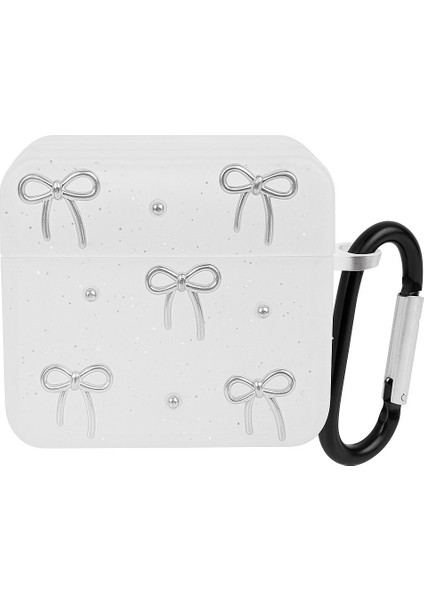 Airpods 2. Nesil ile Uyumlu Glitter Silikon Kılıf Şeffaf Simli Koruyucu Fiyonk Deseniyle Askı Aparatı Dahil Çanta Kolu ve Kemer Tokasına Takılabilir Şık Tasarım Airpods 2 Için Kulaklık Kılıfı fiyatları