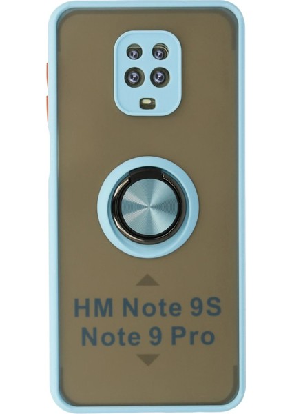 Newface Xiaomi Redmi Note 9 Pro Kılıf Montreal Yüzüklü Silikon Kapak - Buz Mavi