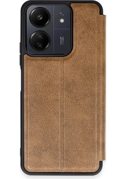 Newface Xiaomi Redmi 13C Kılıf Flip Cover - Taba