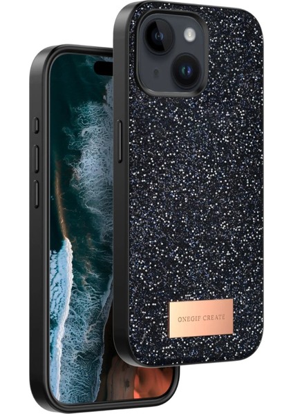 Onegif iPhone 14 Bright Simli Kapak - Siyah