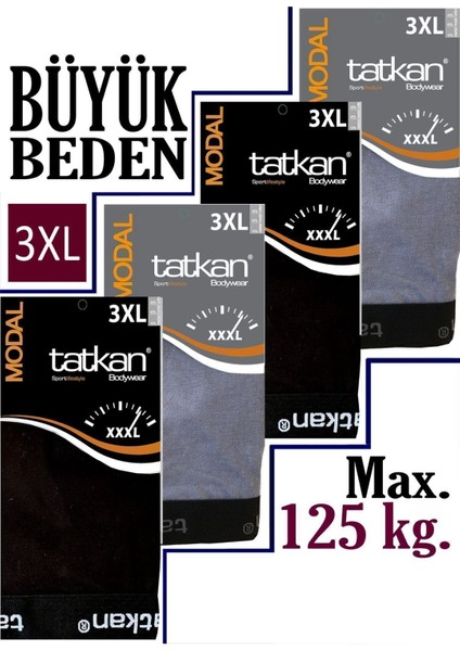 Tatkan - Büyük Beden 4'lü Erkek Penye Modal Boxershort