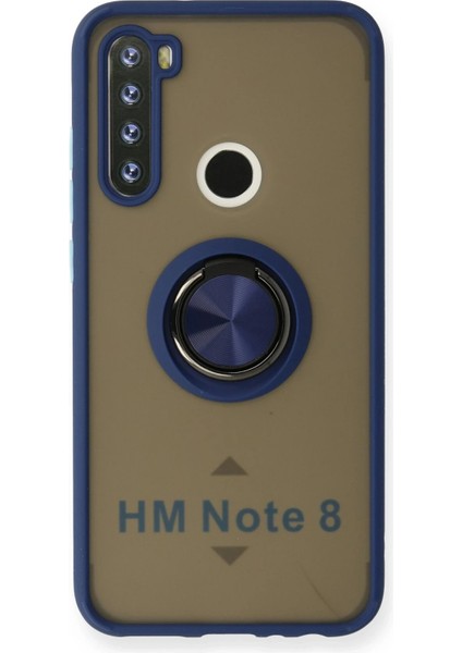 Newface Xiaomi Redmi Note 8 Kılıf Montreal Yüzüklü Silikon Kapak - Lacivert
