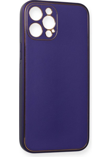 Newface iPhone 12 Pro Kılıf Coco Deri Silikon Kapak - Mor