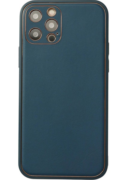 Newface iPhone 12 Pro Max Kılıf Coco Deri Silikon Kapak - Mavi