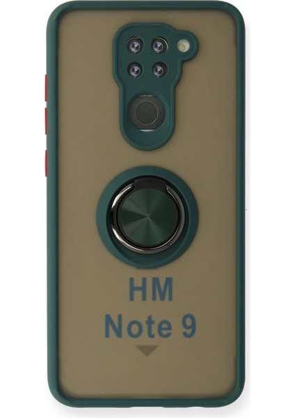 Newface Xiaomi Redmi Note 9 Kılıf Montreal Yüzüklü Silikon Kapak - Yeşil