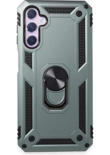 Newface Samsung Galaxy A24 4g Kılıf Sofya Yüzüklü Silikon Kapak - Yeşil