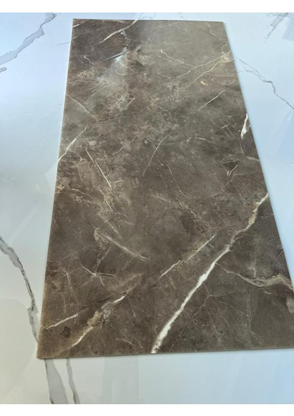 60X30CM Açık Kahve Mermer Desen Yapışkanlı Karavan Prefabrik Banyo Wc Yer Duvar Pvc Kaplama Paneli NWYP15