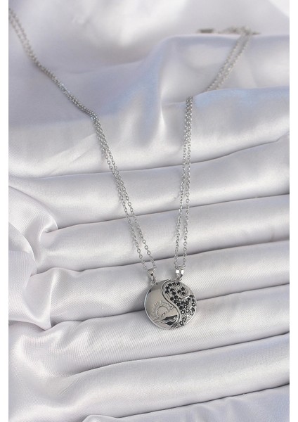 316L Çelik Gümüş Renk Zincir Zirkon Taşlı Ying Yang Model Gün Batımı İşlemeli Arakdaşlık Kadın Kolye - TJ-BKO10028 modelleri