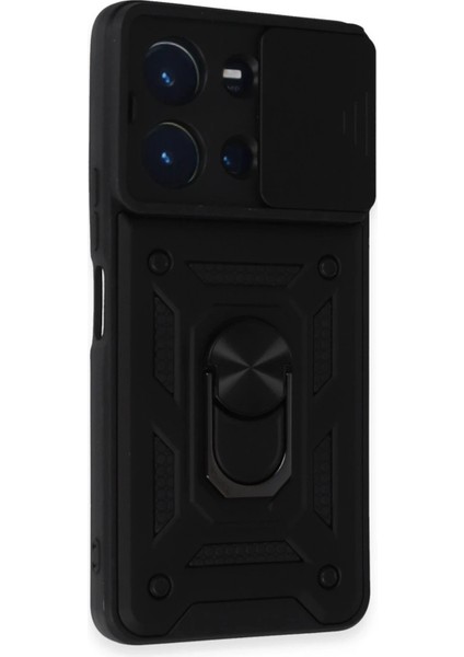 Newface Vivo Y36 Kılıf Pars Lens Yüzüklü Silikon - Siyah