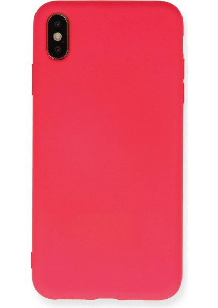 Newface iPhone Xs Max Kılıf Nano Içi Kadife Silikon - Koyu Pembe