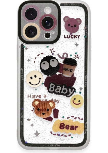 Newface iPhone 14 Pro Kılıf Sweet Desenli Silikon Kapak - Sarı