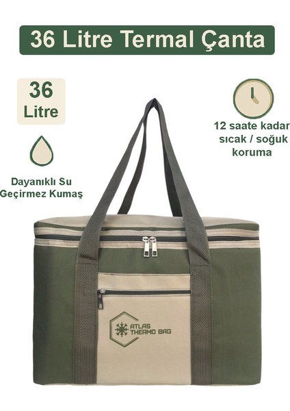 36 Litre Isı Yalıtımlı Fermuarlı Kamp Piknik Termos Sıcak Soğuk Termal Çanta