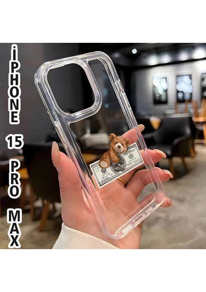 Iphone 15 Pro Max Ayıcık Dolar Baskılı Telefon Kılıfı