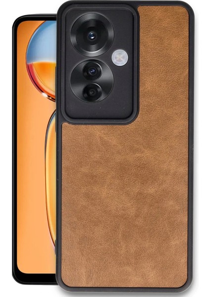 Newface Oppo Reno 11F Kılıf Aras Deri Kapak - Taba