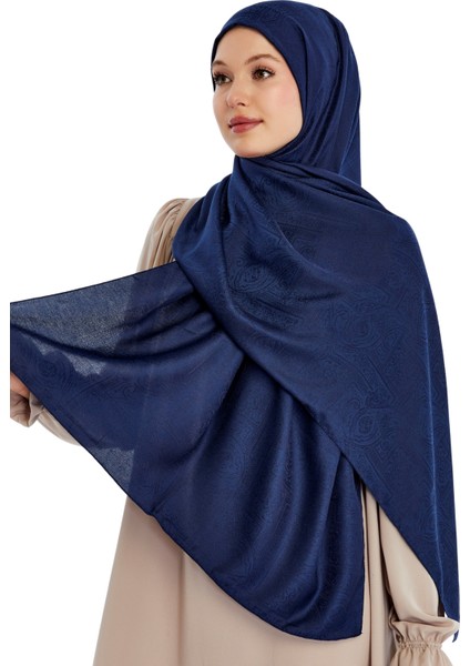 Monogram Etnik Desen Şal - Lacivert