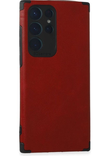Newface Samsung Galaxy S22 Ultra Kılıf Loop Deri Silikon - Kırmızı