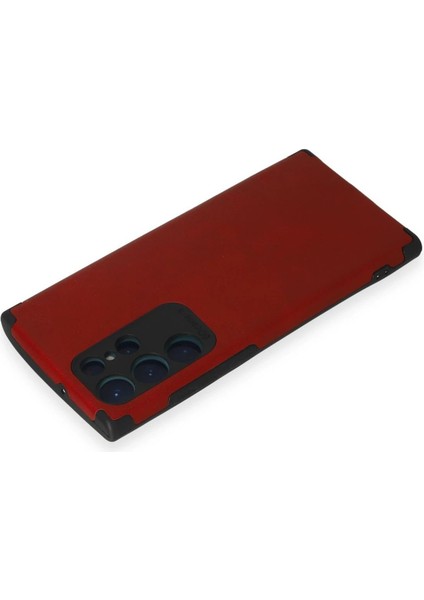 Newface Samsung Galaxy S22 Ultra Kılıf Loop Deri Silikon - Kırmızı